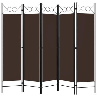 Tidyard 5-Panel Room Divider, Freestanding Partition Privacy Screen with Circle Design, Powder-Coated Iron Frame and Polyester Fabric, 78.7inx70.9in for Bedroom or Room Separation