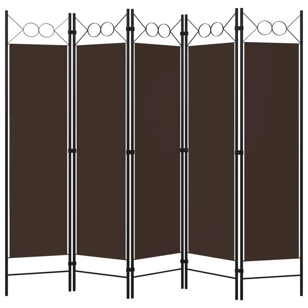 Tidyard 5-Panel Room Divider, Freestanding Partition Privacy Screen with Circle Design, Powder-Coated Iron Frame and Polyester Fabric, 78.7inx70.9in for Bedroom or Room Separation