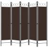 Tidyard 5-Panel Room Divider, Freestanding Partition Privacy Screen with Circle Design, Powder-Coated Iron Frame and Polyester Fabric, 78.7inx70.9in for Bedroom or Room Separation view 1