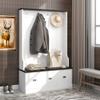 KLMM Hall Tree with 4 Hooks and 3 Large Drawers, 3-in-1 Design Coat Hanger, Entryway Bench, Storage Bench, 72" H Coat Rack for Entrance Hallway (White+6) view 2