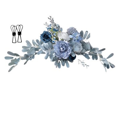 Mokylor Artificial Wedding Arch Flowers Swag, Wedding Welcome Sign Floral Decoration Fake Garland Arrangement Swag for Wedding & Reception Decoration (with 2 Clips)
