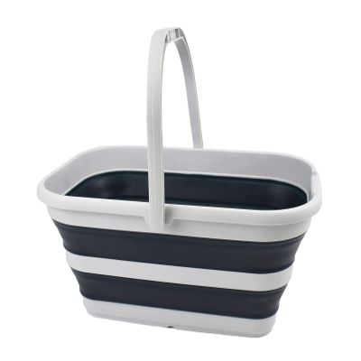 SAMMART 12L (3.1 Gallon) Collapsible Rectangular Handy Bucket/Multiuse Foldable Water Pail for Camping, Fishing (Grey/Slate Grey)