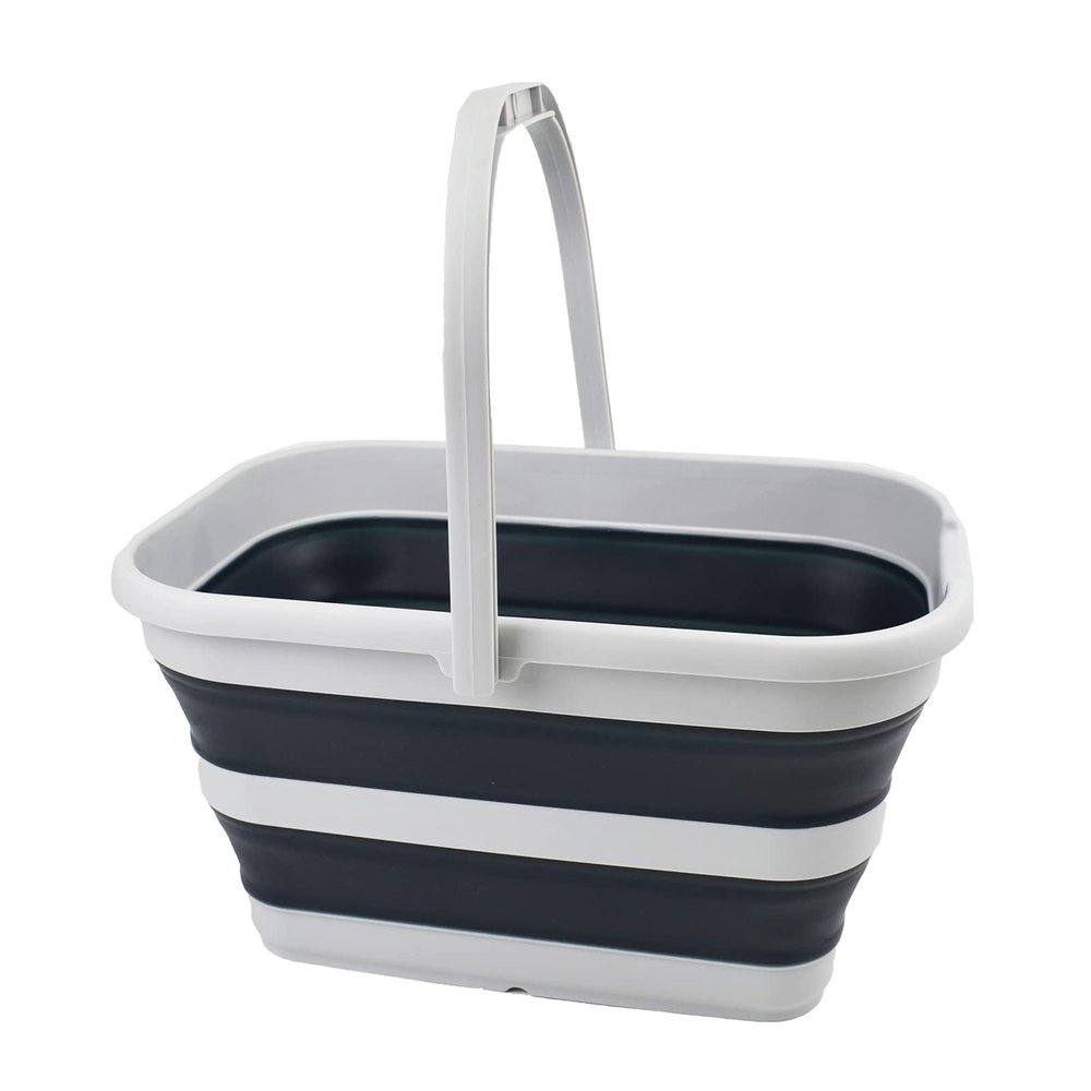 SAMMART 12L (3.1 Gallon) Collapsible Rectangular Handy Bucket/Multiuse Foldable Water Pail for Camping, Fishing (Grey/Slate Grey)