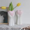 Creative Hand Holding Heart Vase,9'' H White Ceramic Vase,Modern Art Body Vase,Flower Vase for Wedding Home Decor,Shelf Decor Accents,Farmhouse Table Decor (Pink Heart) view 2