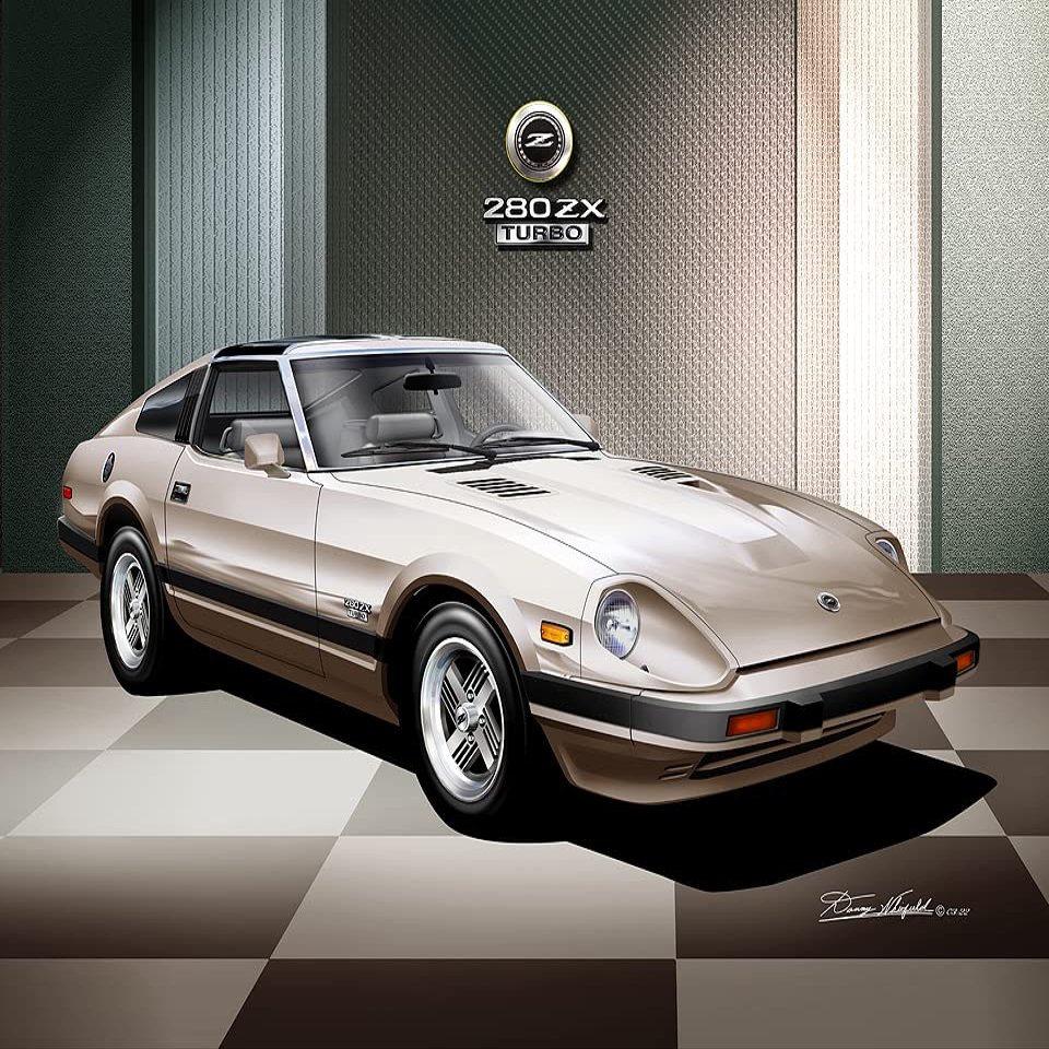 1982-1983 Datsun 280 ZX Turbo - Regatta Red | Fine Art Print By Danny Whitfield (20in x 24in, FRENCH BEIGE)