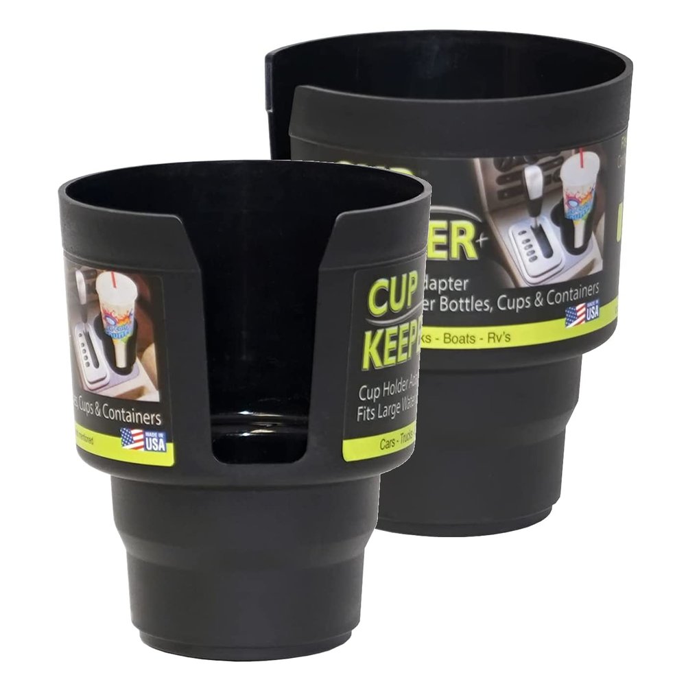 Cup Keeper Plus Car Cup Holder Adapter Expands to Hold Larger Beverage Containers up to 3.7" Diameter- 2 Pack/Fits 32 oz Hydro Flask, Yeti, Nalgene Water Bottles
