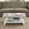 Roundhill Furniture Athens Contemporary Wood Shelf Coffee Table, Weathered Gray and Beige view 1