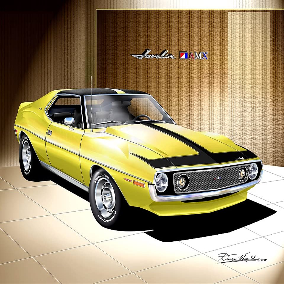 1971 Javelin AMX | Fine Art Prints By Danny Whitfield (20in x 24in, CANARY YELLOW)