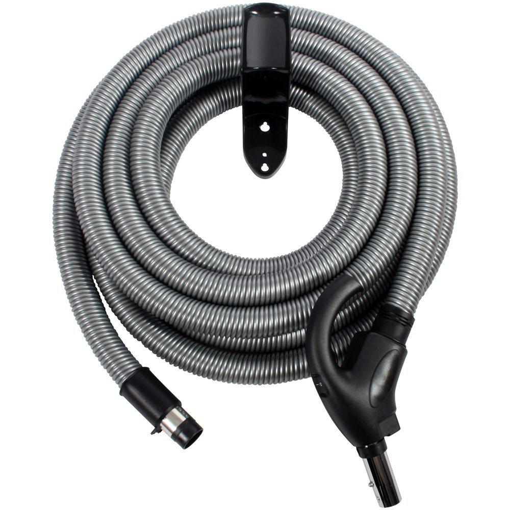 Cen-Tec Systems 97261 Low Voltage Central Vacuum Hose and Hanger, 30 Ft, Silver, 30 Ft. Hose