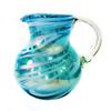 10" Glass Bola pitcher, handmade in Mexico - Aqua swirl view 1