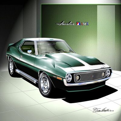 1971 Javelin AMX | Fine Art Prints By Danny Whitfield (20in x 24in, MEADOW GREEN)