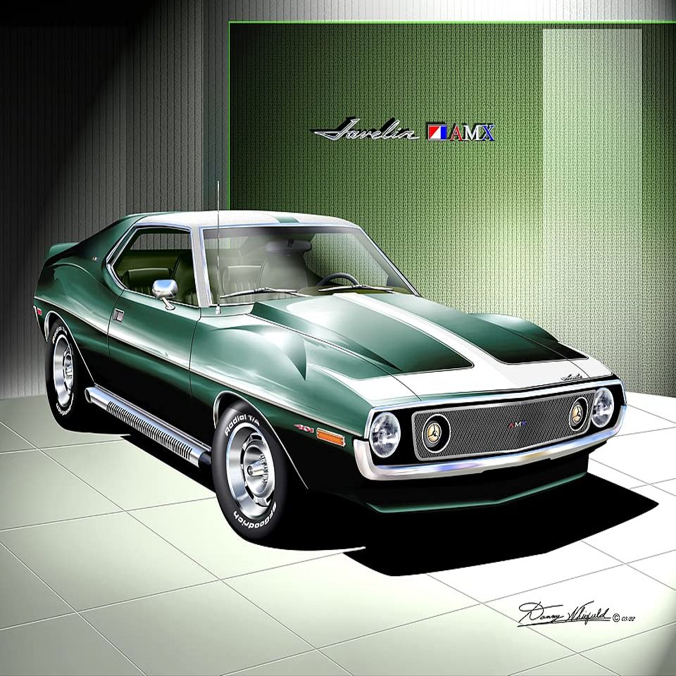 1971 Javelin AMX | Fine Art Prints By Danny Whitfield (20in x 24in, MEADOW GREEN)