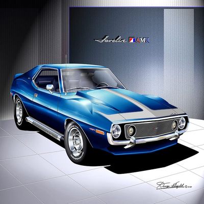 1971 Javelin AMX | Fine Art Prints By Danny Whitfield (20in x 24in, ELECTRIC BLUE)