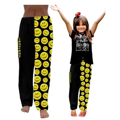 Paradise Towelwear Towel Pants for Swimmers  Cotton Terry Cloth Towel Pants  Beach Coverup  Resort Wear  Swim wear - Black Yellow Smiley Face (Size Kids M/L)