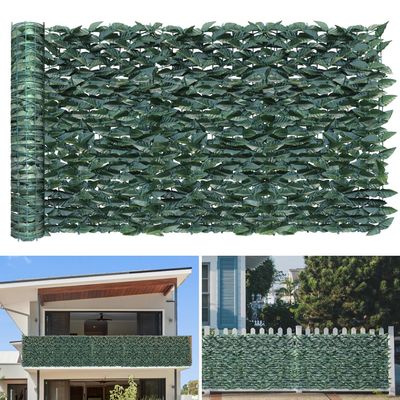 TANG 39"x158"-1PC Faux Ivy Fence Privacy Screen Greenery Roll Artificial Plant Wall Leaf Fences for Patio Balcony Outdoor Chain Link Fence Covering, Custom Size, Dark Green Laurel