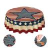 YETTA YANG Vintage Rustic Farmhouse USA American Flag July 4th Memorial Day Patriotic Waterproof Picnic Patio Round Table Cloth 60 Inch Circular Tablecloth for 20-47 Inch Home Dining Room Kitchen view 1