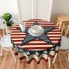 YETTA YANG Vintage Rustic Farmhouse USA American Flag July 4th Memorial Day Patriotic Waterproof Picnic Patio Round Table Cloth 60 Inch Circular Tablecloth for 20-47 Inch Home Dining Room Kitchen view 3