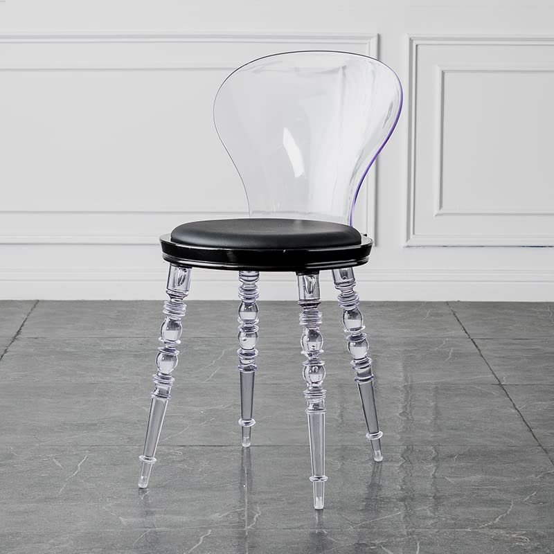 MNSSRN Transparent Acrylic Crystal Chair, Bedroom/Dining Chair Transparent Chair, Acrylic Ghost Chair Home, Kitchen Office Aesthetic Chair Transparent Plastic Chair,Clear