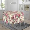 YETTA YANG Shabby Chic Rose Flower Floral Waterproof Picnic Patio Party Round Table Cloth Cover Decorations Fabric 60 Inch Circular Tablecloth for 20-47 Inch Home Dining Room Kitchen Decor view 2
