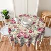 YETTA YANG Shabby Chic Rose Flower Floral Waterproof Picnic Patio Party Round Table Cloth Cover Decorations Fabric 60 Inch Circular Tablecloth for 20-47 Inch Home Dining Room Kitchen Decor view 3