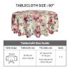 YETTA YANG Shabby Chic Rose Flower Floral Waterproof Picnic Patio Party Round Table Cloth Cover Decorations Fabric 60 Inch Circular Tablecloth for 20-47 Inch Home Dining Room Kitchen Decor view 4