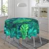 Tropical Hawaiian Leaves Turquoise Leaf Summer Waterproof Picnic Patio Party Round Table Cloth Cover Decorations Fabric 60 Inch Circular Tablecloth For 20-47 Inch Home Dining Room Kitchen Decor view 2