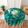 Tropical Hawaiian Leaves Turquoise Leaf Summer Waterproof Picnic Patio Party Round Table Cloth Cover Decorations Fabric 60 Inch Circular Tablecloth For 20-47 Inch Home Dining Room Kitchen Decor view 3