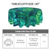 Tropical Hawaiian Leaves Turquoise Leaf Summer Waterproof Picnic Patio Party Round Table Cloth Cover Decorations Fabric 60 Inch Circular Tablecloth For 20-47 Inch Home Dining Room Kitchen Decor view 4