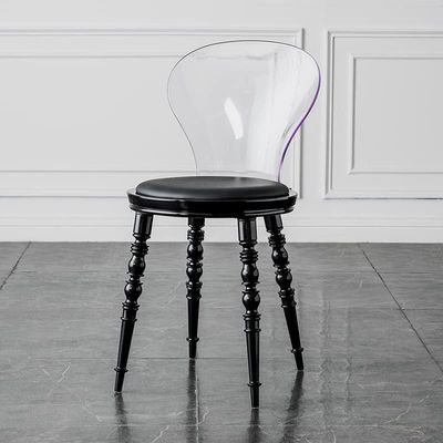 MNSSRN Transparent Acrylic Crystal Chair, Bedroom/Dining Chair Transparent Chair, Acrylic Ghost Chair Home, Kitchen Office Aesthetic Chair Transparent Plastic Chair,Black