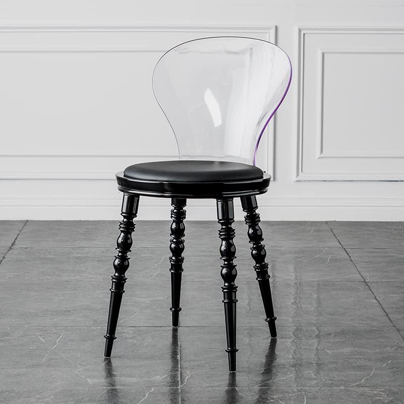 MNSSRN Transparent Acrylic Crystal Chair, Bedroom/Dining Chair Transparent Chair, Acrylic Ghost Chair Home, Kitchen Office Aesthetic Chair Transparent Plastic Chair,Black