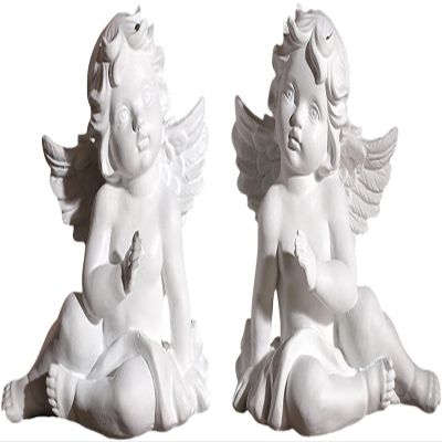 2pcs Angel Statue Resin Angel Sculptures Hand Crafted Cherub Figurines Crafts Ornaments for Wedding Birthday Party Desktop Decoration - Size M