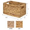 BARIEN Set of 6 Natural Water Hyacinth Woven Storage Baskets 12.6 x 8 x 7, Rectangular Wicker Basket with Built-in Handles, Medium (Natural - Set of 6) view 2