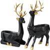 2pcs Deer Figurines Storage Box Elk Statue Candy Bowl Resin Reindeer Figurines Deer Ornament for Christmas TV Stand Bookshelf Decor - Black view 1