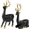2pcs Deer Figurines Storage Box Elk Statue Candy Bowl Resin Reindeer Figurines Deer Ornament for Christmas TV Stand Bookshelf Decor - Black view 2