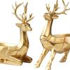 2pcs Deer Figurines Storage Box Elk Statue Candy Bowl Resin Reindeer Figurines Deer Ornament for Christmas TV Stand Bookshelf Decor - Golden view 2