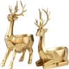 2pcs Deer Figurines Storage Box Elk Statue Candy Bowl Resin Reindeer Figurines Deer Ornament for Christmas TV Stand Bookshelf Decor - Golden view 3