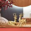 2pcs Deer Figurines Storage Box Elk Statue Candy Bowl Resin Reindeer Figurines Deer Ornament for Christmas TV Stand Bookshelf Decor - Golden view 4