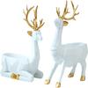 2pcs Deer Figurines Storage Box Elk Statue Candy Bowl Resin Reindeer Figurines Deer Ornament for Christmas TV Stand Bookshelf Decor - White view 1