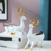 2pcs Deer Figurines Storage Box Elk Statue Candy Bowl Resin Reindeer Figurines Deer Ornament for Christmas TV Stand Bookshelf Decor - White view 4