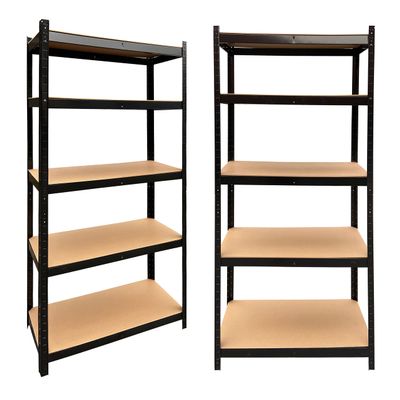 5-Tier Shelving Unit Adjustable Steel Organizer Rack Shelving Steel Storage Rack with MDF Boards and Stable Moulded Feet, Boltless Shelf Heavy Duty Storage Shelving Unit, 150 x 70 x 30 cm, Black