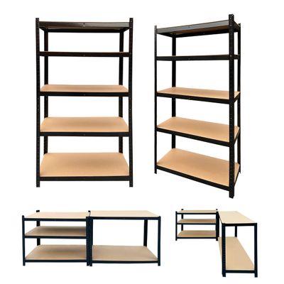 5 Tier Adjustable Storage Shelf Metal Storage Rack Shelving Unit Storage Shelves Metal 875kg Capacity Multipurpose Shelf Boltless Shelving for Pantry Closet Kitchen Laundry Silver, Black, 150x70x30cm