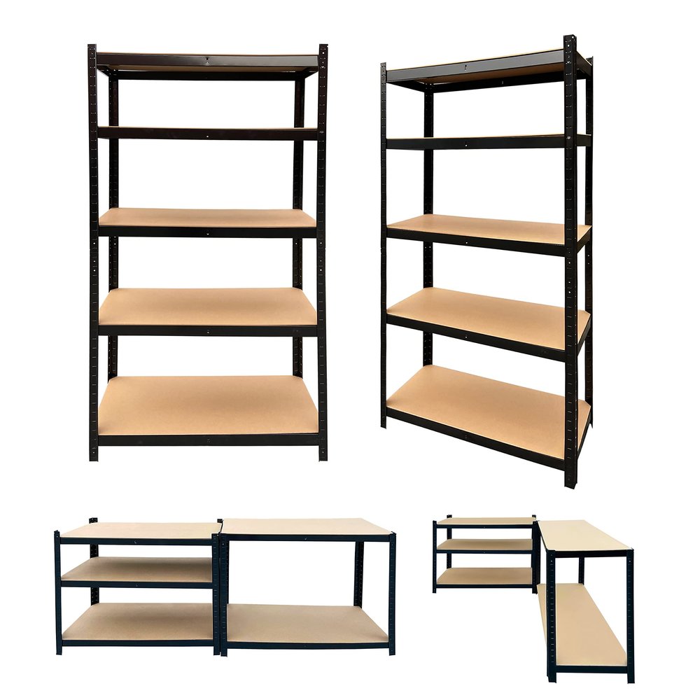5 Tier Adjustable Storage Shelf Metal Storage Rack Shelving Unit Storage Shelves Metal 875kg Capacity Multipurpose Shelf Boltless Shelving for Pantry Closet Kitchen Laundry Silver, Black, 150x70x30cm