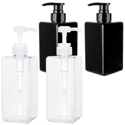 22 oz Hand Soap Dispenser, 15 oz Plastic Pump Bottles, Clear and Black