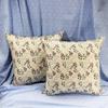 GoldenTBox Natural Linen Cotton Decorative Violet Flower Pattern Throw Square Pillow-case Handmade Cushion Covers 20X20 Inch Set of 2 for Gift Sofa Couch Bed (Natural Linen), c-1 view 2