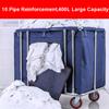 Commercial Heavy-Duty Laundry Hampers Cart,Large Stainless Steel Storage Trolley Cart with Wheels,Rolling Baskets Trucks with Removable Canvas Liners Bag for Lndustrial/Home (BDRTRBDTR-BROWN(6TUBES)) view 2
