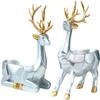 2pcs Deer Figurines Storage Box Elk Statue Candy Bowl Resin Reindeer Figurines Deer Ornament for Christmas TV Stand Bookshelf Decor - Silver view 1