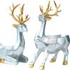 2pcs Deer Figurines Storage Box Elk Statue Candy Bowl Resin Reindeer Figurines Deer Ornament for Christmas TV Stand Bookshelf Decor - Silver view 2