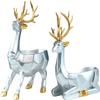 2pcs Deer Figurines Storage Box Elk Statue Candy Bowl Resin Reindeer Figurines Deer Ornament for Christmas TV Stand Bookshelf Decor - Silver view 3