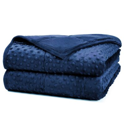 Alomidds Weighted Blanket (48"x72",15lbs Twin Size - Navy), Weighted Blankets for Adults, Cooling Breathable Soft and Comfort Minky, Heavy Blanket Microfiber Material with Glass Beads