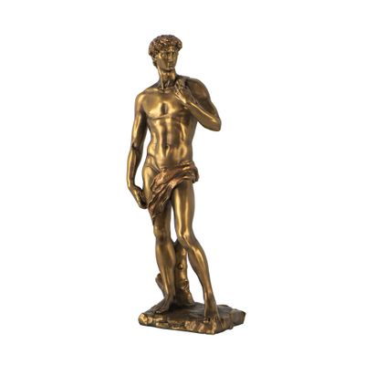 A&B Home Michelangelo's David Statue, Greek Roman Style Michelangelo Figurine Sculpture in Bronze Finish for Home Dcor, 14 inch